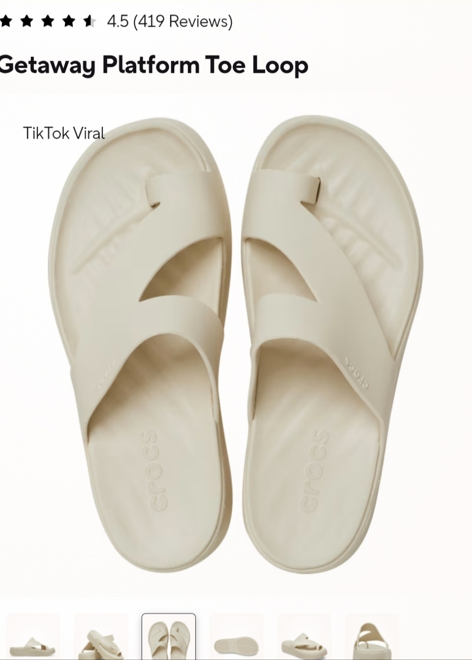 CROCS Getaway Platform Toe Loop Sandal — Sandstone